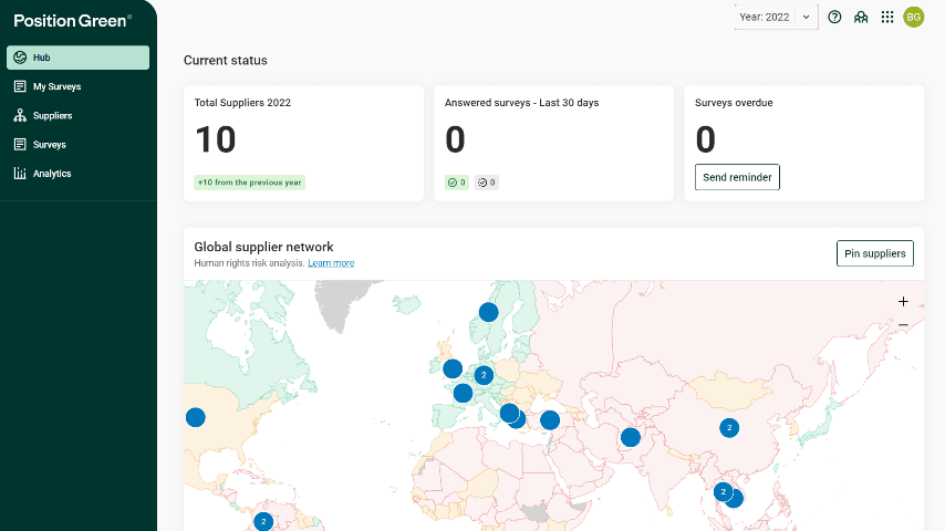 Screenshot of Supplier Assessment Product