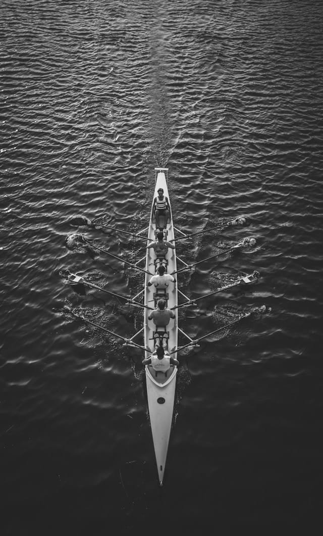 rowing boat on water